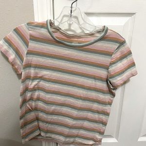 American eagle striped cropped shirt
